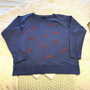 J Crew OUI NON French Embroidered and beaded sweatshirt, Women's XL
